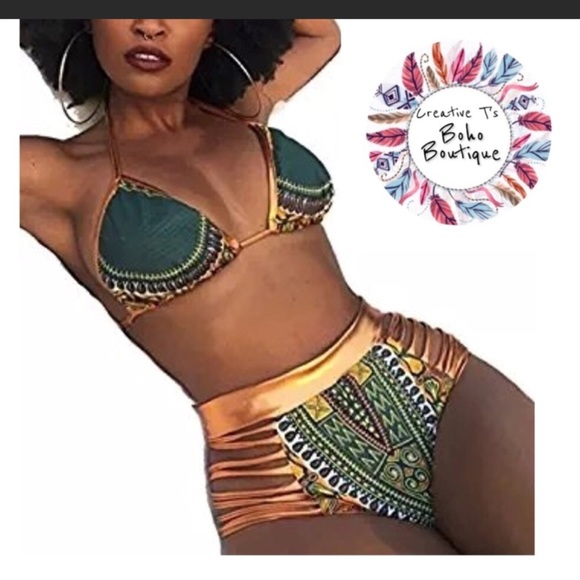 Other - High Waisted Tribal Bikini with Cut Outs